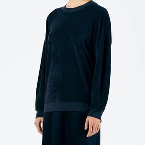 TIBI Summer Terry Crewneck Sweatshirt Women’s Size S Navy Ribbed Casual Top